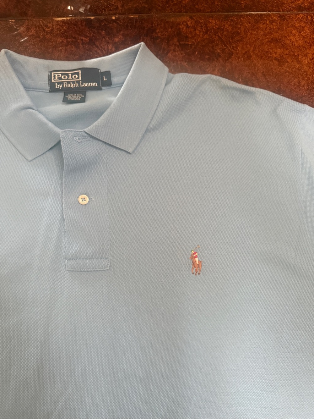 Polo by Ralph Lauren Men's Sky Blue Pique Polo with Embroidered Pony